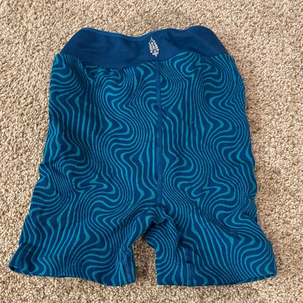 Free People Teal and Navy Athletic Shorts